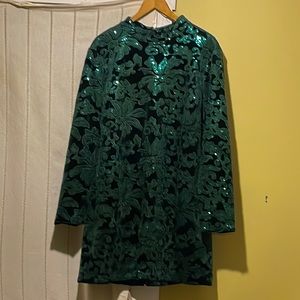 Green velvet and sequin cocktail dress, size 22, from Venus